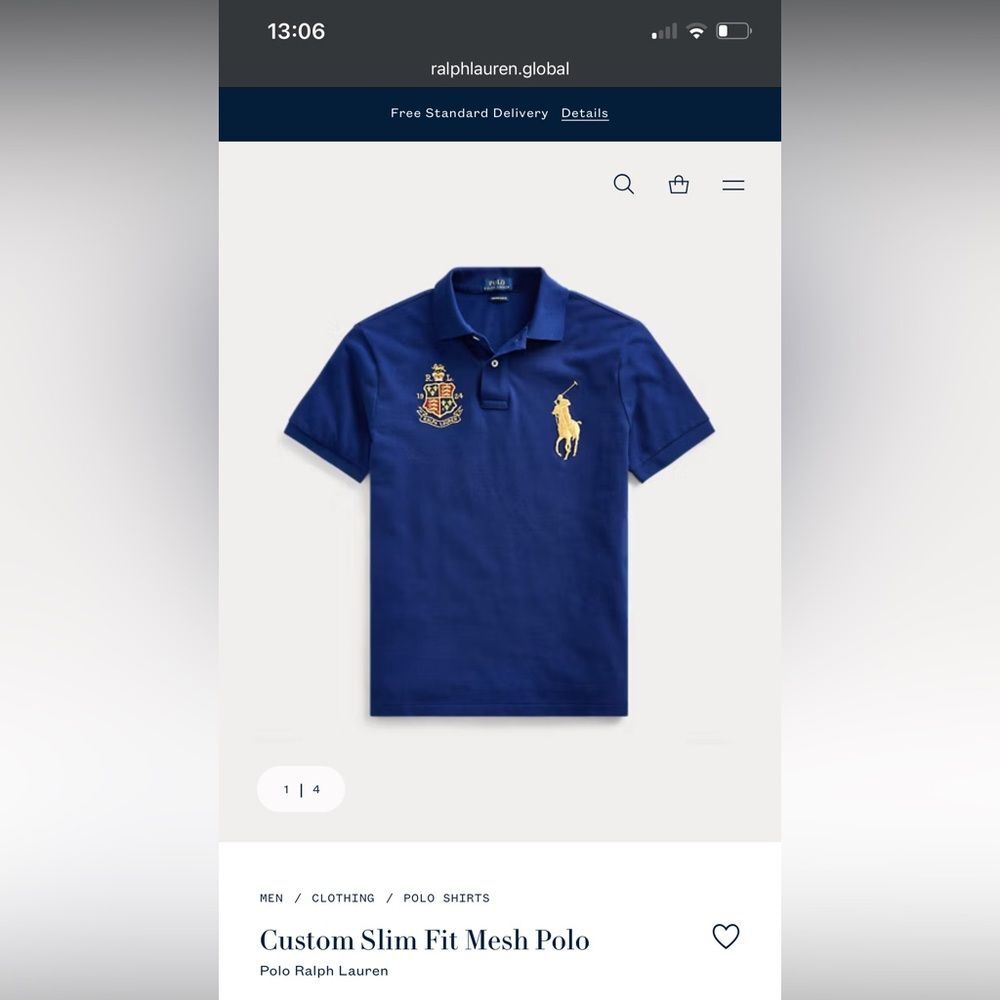 Polo by Ralph Lauren Navy Blue Large Pony Polo Shirt sz L Custom Slim Fit Preppy - Picture 8 of 8